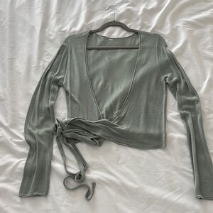 Elegant Wrap Top in Sage Green